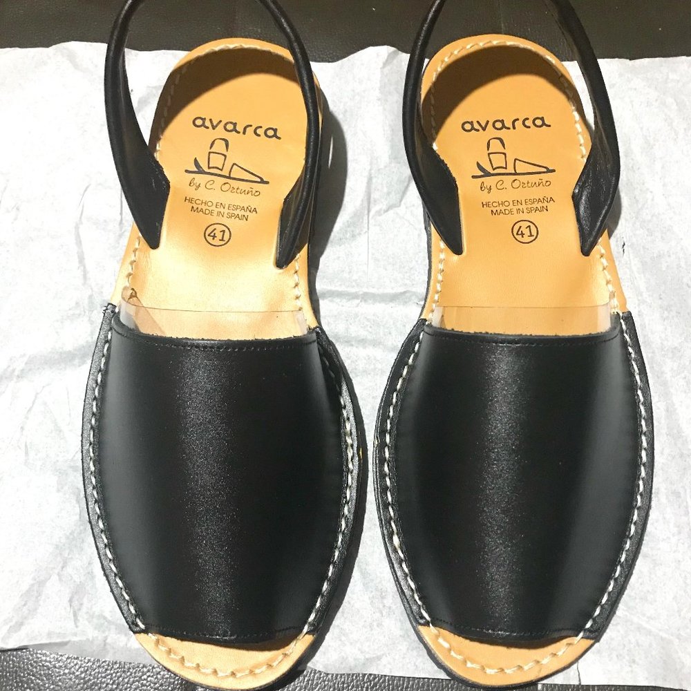 Black Avarca Leather Sandals Made in Spain